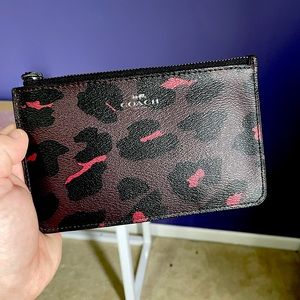 Purple leopard coach wristlet
